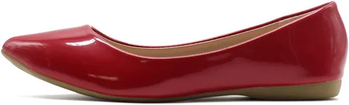 Vista 4 de Ollio Zapato de ballet básico para mujer con punta puntiaguda y esmalte plano