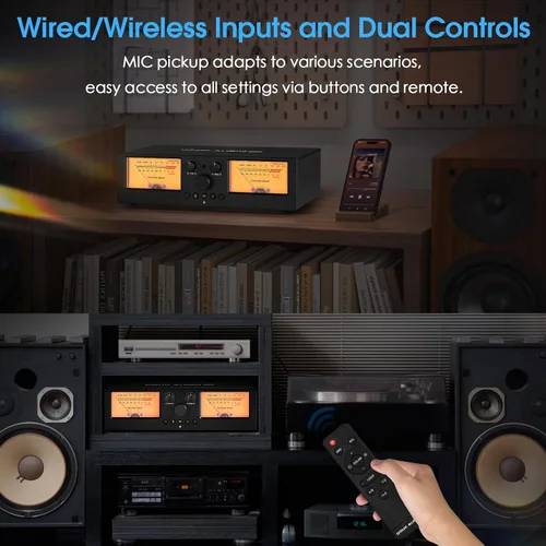 Vista 5 de Douk Audio VU3 PRO Medidor VU Analógico Dual, Interruptor de Amplificador de 2 Vías, Selector de Altavoces, Caja Conmutadora de Audio