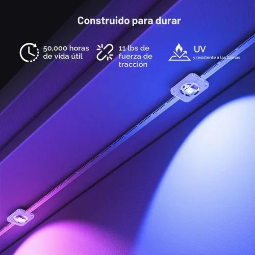 Vista 5 de TECKNET Luces permanentes para exteriores de 100 pies, luces LED RGBIC inteligentes de Navidad, modos preestablecidos/bricolaje, sincronización