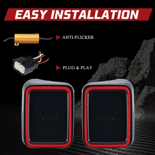 Vista 6 de BUNKER INDUST Luces traseras LED ahumadas para Jeep Gladiator 2020-2025, luces traseras JT, luces traseras traseras, luz de freno, luz direccional