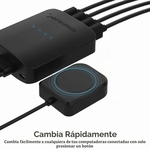 Vista 4 de SABRENT Interruptor para compartir USB 2.0 para 4 computadoras, indicadores