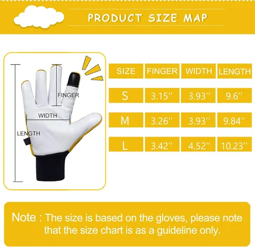 Vista 6 de Cactus Gloves, 2 Layers Leather Palm, Deerskin Back Women Gardening Gloves Amarillo y blanco