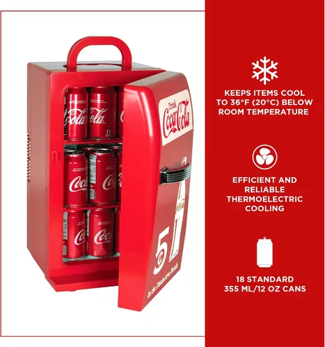 Vista 3 de Coca Cola Koolatron, refrigerador retro, Rojo