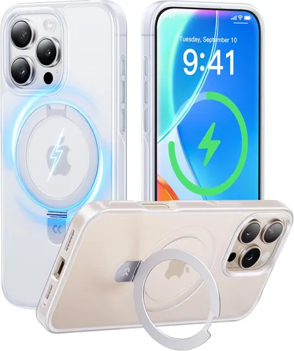 Vista 16 de CASEKOO - Funda diseñada para iPhone 14 Pro con soporte magnético invisible [protección contra caídas de grado militar] [compatible con MagSafe]