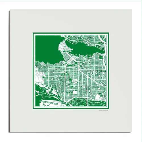 Vista 54 de O3 Design Studio San Diego, CA Paper Cut Map Matted Grey 20x20 in Paper Art