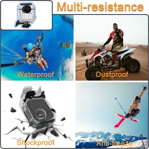 Vista 7 de Carcasa impermeable para GoPro MAX 360 con pantalla táctil, carcasa protectora de buceo subacuático con soporte para GoPro MAX360 Kit de accesorios