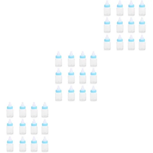 Vista 9 de 36 piezas de suministros de alimentación favores mini comedero fiestas azul bautismo Contianers forma niños para botella de leche fiesta