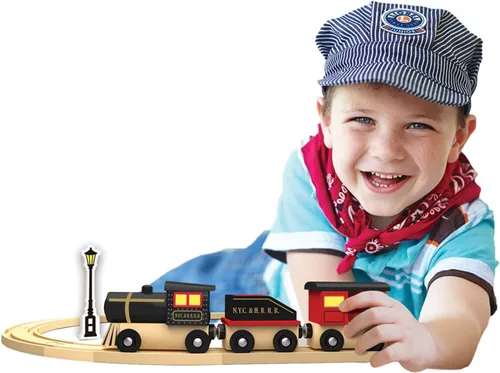 Vista 5 de MasterPieces Lionel - Juego de tren de madera original de 3 piezas, motor de vapor original, juguete para niños y niños con licencia