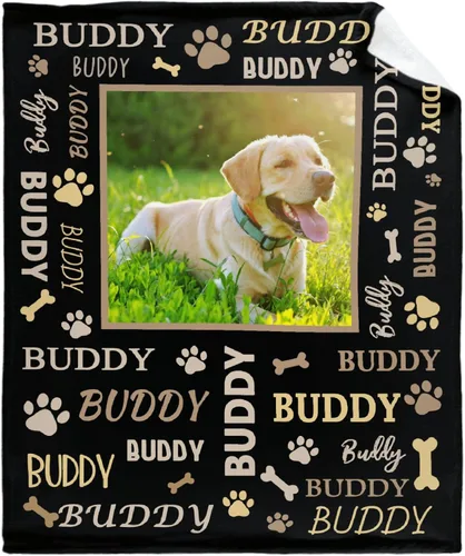 Vista 22 de Manta Personalizada de Huellas de Perro con Foto y Nombre para Amantes de Mascotas, Manta Suave de Franela de Vellón Regalo para Amantes de Perros