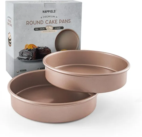 Vista 10 de HAPPIELS - Sartén antiadherente de 9 pulgadas para tartas con fondo extraíble Lata de tarta y quiche estriada libre de PFOA y BPA, no tóxica