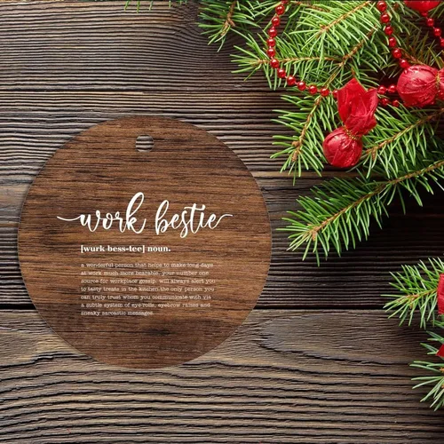 Vista 2 de Adorno de Navidad con cita divertida, dicho, regalo de vacaciones, definición, sustantivo, trabajo, mejor, ornamento, recuerdo, divertido, árbol