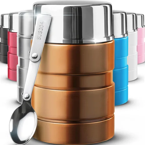 Vista 23 de Earth&ME Termo de acero inoxidable para alimentos calientes de 17 onzas con cuchara plegable, recipiente de alimentos aislado al vacío, termo