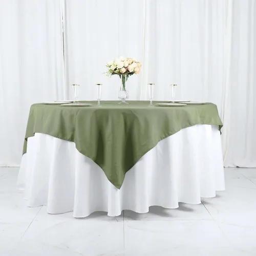Vista 139 de Efavormart - Mantel cuadrado de lino de poliéster sin costuras, 54 x 54 pulgadas, color beige, para banquetes de boda, fiesta, restaurante