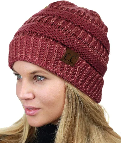 Vista 2 de CC - Gorro de punto elástico moderno grueso suave y cálido talla única