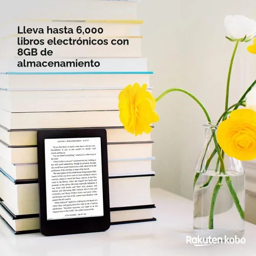 Vista 3 de Kobo Nia eReader Pantalla táctil sin reflejos de 6 pulgadas Brillo ajustable Delgado y ligero eBooks WiFi 8 GB de almacenamiento