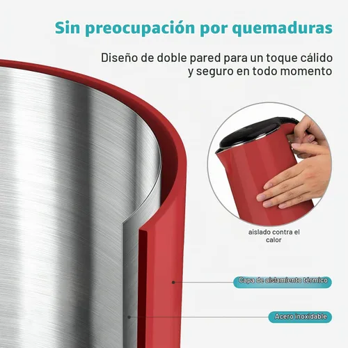 Vista 4 de Secura Hervidor de agua eléctrico original de acero inoxidable de doble pared 1.8 cuartos con apagado automático y protección contra hervido