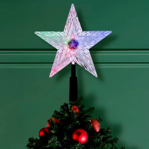 Vista 9 de Estrella Kurt Adler con luz de colores cambiantes para árbol de Navidad, 8.5 pulgadas