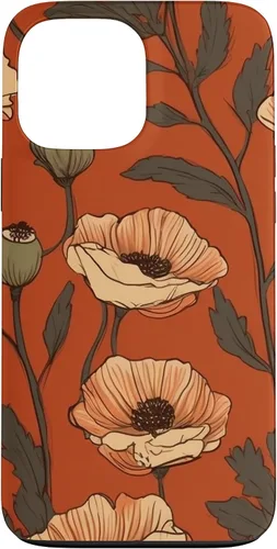 Vista 23 de iPhone 16 Floral Pattern Poppies Terracotta Poppy Flower Case