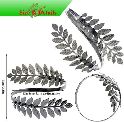 Vista 7 de RechicGu Pulsera de Hoja de Árbol de Navidad Brazalete de Brazo Superior Abrazadera Pulsera de Broche Pulsera de Brazalete Romano Griego Laurel
