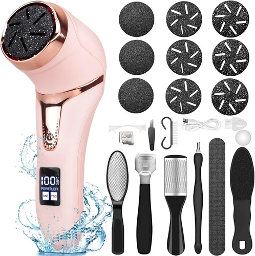 Vista 9 de Removedor eléctrico de callos para pies con vacío, kit de herramientas profesionales de pedicura, lima de pies recargable e impermeable