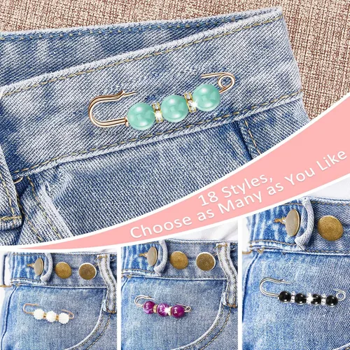 Vista 5 de Hicarer - Broches de seguridad con perlas para mujer, estilo brillante, 18