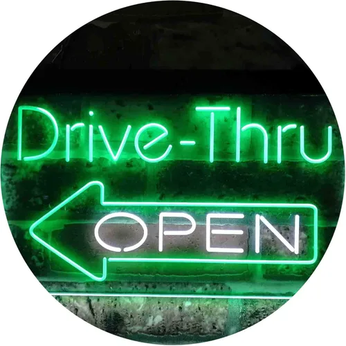 Vista 19 de ADVPRO Drive Thru Open Flecha Izquierda Señal de neón LED de doble color, azul y rojo, 24 x 16 pulgadas st6s64-i3827-br