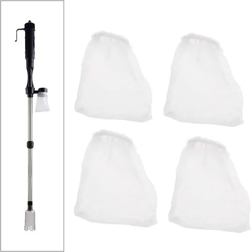 Vista 7 de 4 unids bolsas de filtro de acuario reutilizables peces para tanque filtro bolsa de nylon para gravas eléctricas limpiador de agua cambiador de agua