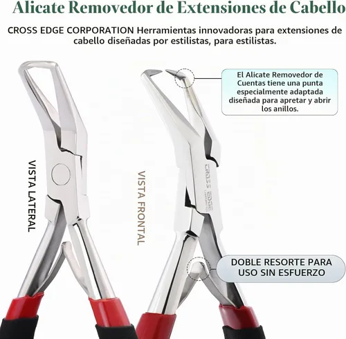 Vista 7 de Herramientas profesionales para extensiones de cabello, alicates para microenlaces y cuentas, removedor de microanillos, abridor de cuentas de 5.5