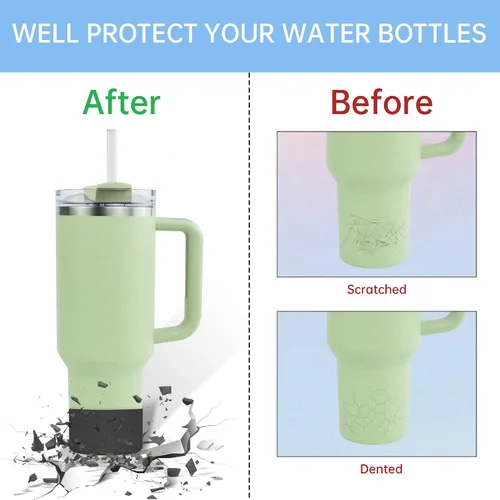 Vista 7 de Bota de silicona para vaso Stanley Quencher, cubierta protectora para la parte inferior de la botella de agua (negro)
