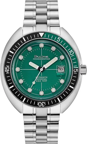 Vista 2 de Bulova Devil Diver Oceanographer - Reloj automático para hombre con correa de acero inoxidable color plateado 18 modelo 96B322