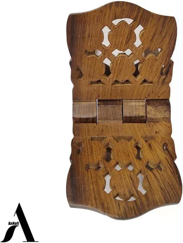 Vista 7 de AnNafi® Soporte de madera para libros Rehel/Rehal para la Biblia del Corán Geeta Soportes de libros indios para leer manos libres