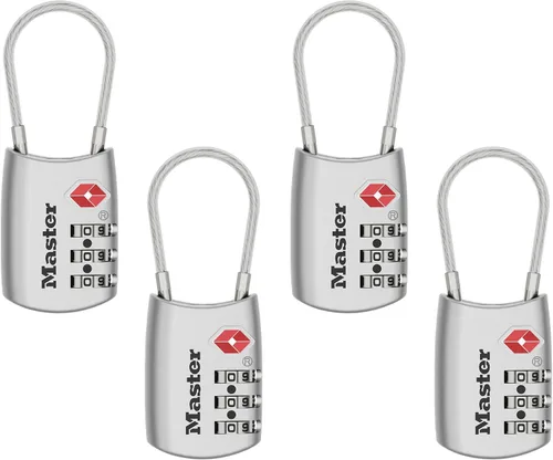 Vista 9 de Master Lock 4688D Candado para Equipaje con Combinación Personalizable Aprobado por TSA, 1 Unidad, Plateado Colores surtidos