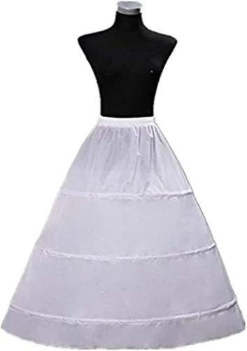 Vista 3 de Vestido de gala de boda con 3 aros para mujer, longitud hasta el suelo, enagua de crinolina