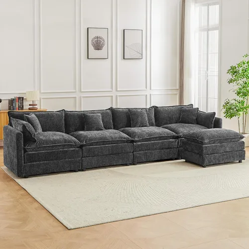 Vista 13 de Sofá modular seccional, juego de sofá en forma de L de 77 pulgadas con reposabrazos, cómodos sofás de nube de 2 plazas para sala de estar