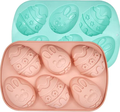 Vista 8 de Moldes de gelatina de huevo de Pascua, paquete de 3 moldes de chocolate con forma de conejo, molde de silicona para golosinas de chocolate, dulces