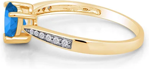 Vista 2 de AFFY Anillo de promesa de corazón solitario de oro de 14 quilates sobre plata esterlina, regalo para ella