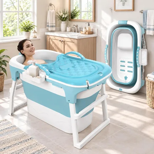 Vista 10 de 41'' Portable Bathtub with Seat for Adults, Foldable Bath Tub for Shower C