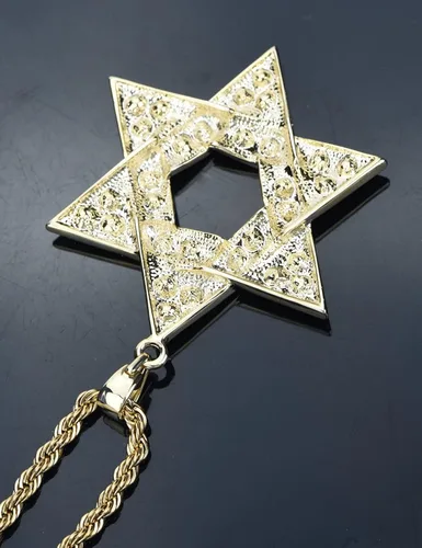 Vista 6 de VVCome Collar con dije de estrella de David de cristal, cadena de acero inoxidable, joyería para mujeres y hombres