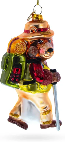 Vista 2 de Adorno navideño de cristal para excursionista de oso