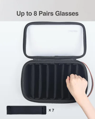 Vista 3 de Luxtude Travel Sunglasses Organizer Case for Women Men, Glasses Case Multiple Pairs wAdjustable Slot, Clear Sunglass Storage