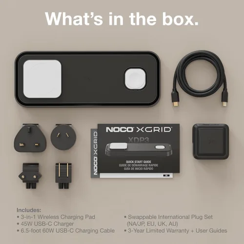 Vista 7 de NOCO XGrid XDP3: Almohadilla de carga inalámbrica 3 en 1 – Estación de carga para iPhone, Apple Watch y AirPods – Compatible con MagSafe