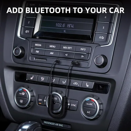 Vista 2 de Smof Adaptador auxiliar a Bluetooth 5.2 Receptor Bluetooth de 0.138 in con micrófono incorporado entrada auxiliar para transmisión de música