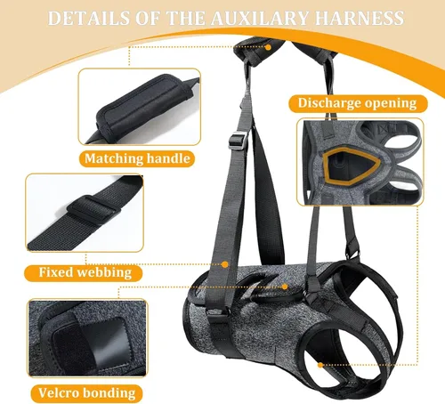 Vista 3 de Arneses tipo halter para perros, arnés de elevación ajustable para perros grandes, cabestrillo para perros medianos, soporte de pierna trasera