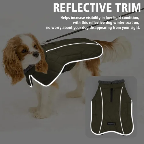 Vista 6 de Fragralley Abrigo para perro pequeño, chaqueta impermeable para perro con forro polar cálido, abrigo de invierno reflectante ajustable para perros