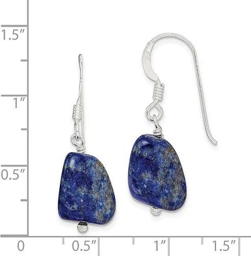 Vista 4 de Aretes colgantes de plata de ley 925 con lapislázuli azul, perlas de gota de piedra natural, joyería fina para mujeres, regalos para ella, Plata