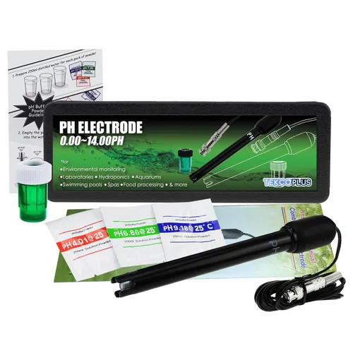 Vista 9 de Sonda de electrodo de pH 0-14, medidor de pH con conector BNC de repuesto y sensor de cable de 118.1 in para controlador de monitor de pH, kit