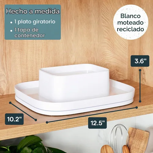 Vista 3 de YouCopia MagicTrack - Tocadiscos para especias, organizador rectangular de 2 niveles Lazy Susan