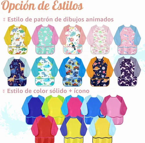 Vista 3 de Personalized Kids Art Smock with Name Custom Toddler Waterproof Artist Painting Apron