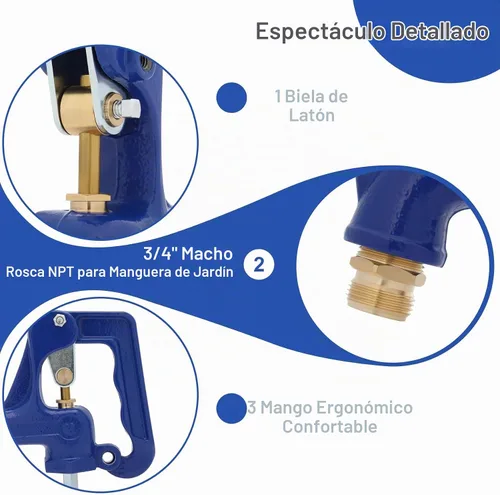 Vista 5 de Cabezal de hidrante de incendios para patio, se adapta a varilla de rosca macho de 3/8 "-16UNC, tubo de rosca macho NPT de 1 pulgada, para patio
