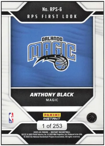 Vista 2 de ANTHONY BLACK RC 2023-24 Panini Instant RPS First Look ROOKIE /253#RPS-6 Magic NM+-MT+ NBA Baloncesto